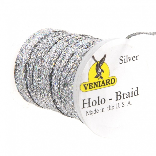 Veniard Holographic Flat Braid Silver (Full Box Trade Pack 12 Spools) Fly Tying Materials